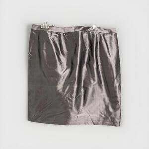 Marisa Baratelli Thai Silk Skirt Womens 14 Pewter Gray Evening Event Occasion